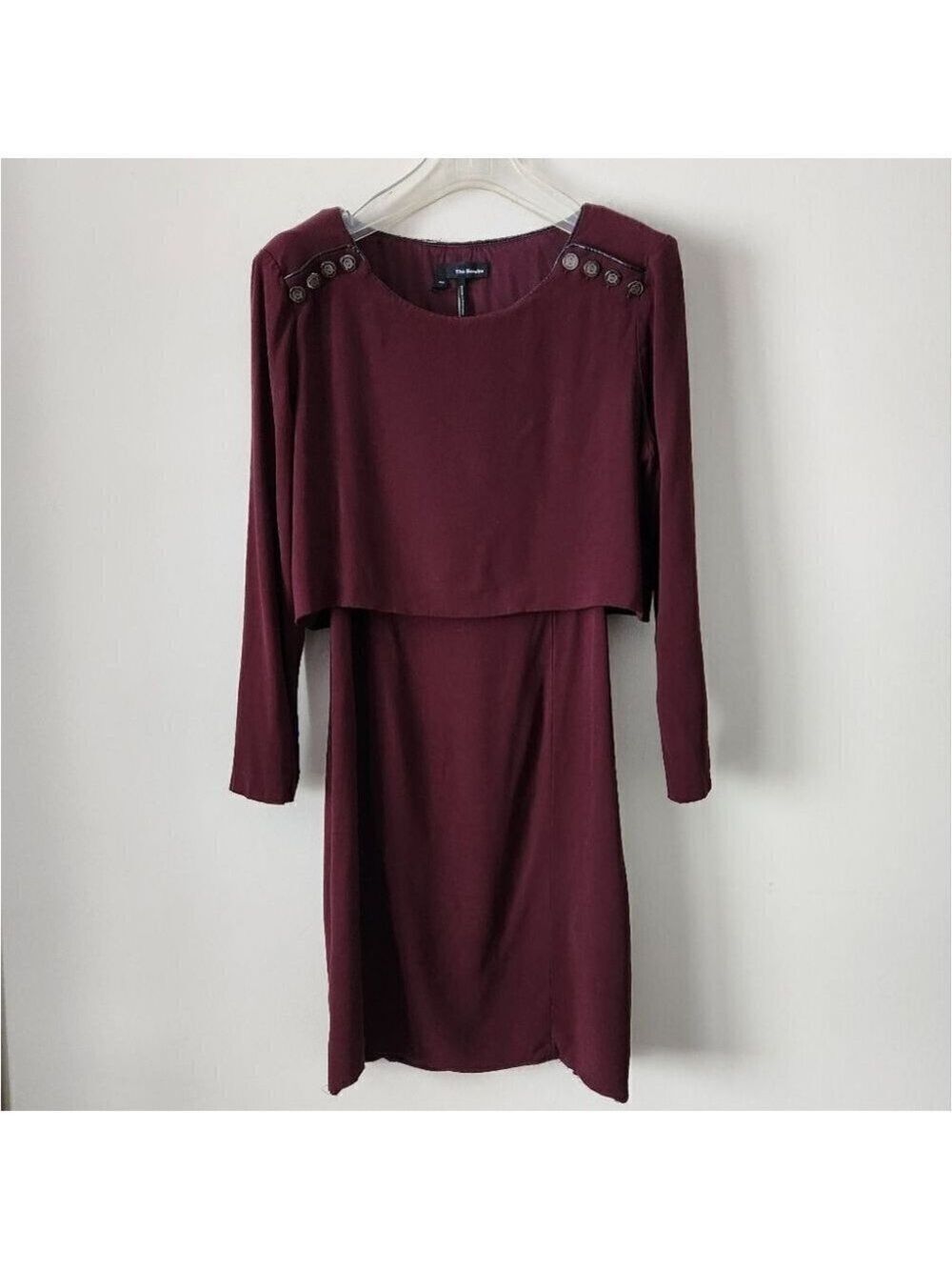 THE KOOPLES | Double layer dress burgundy red black buttons sz 40